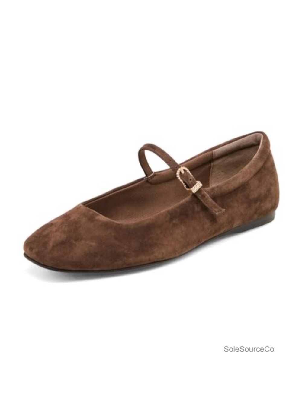 Suede Ballet Flats Women Buckle Strap Square Toe Slip On Mary Jane Comfortable